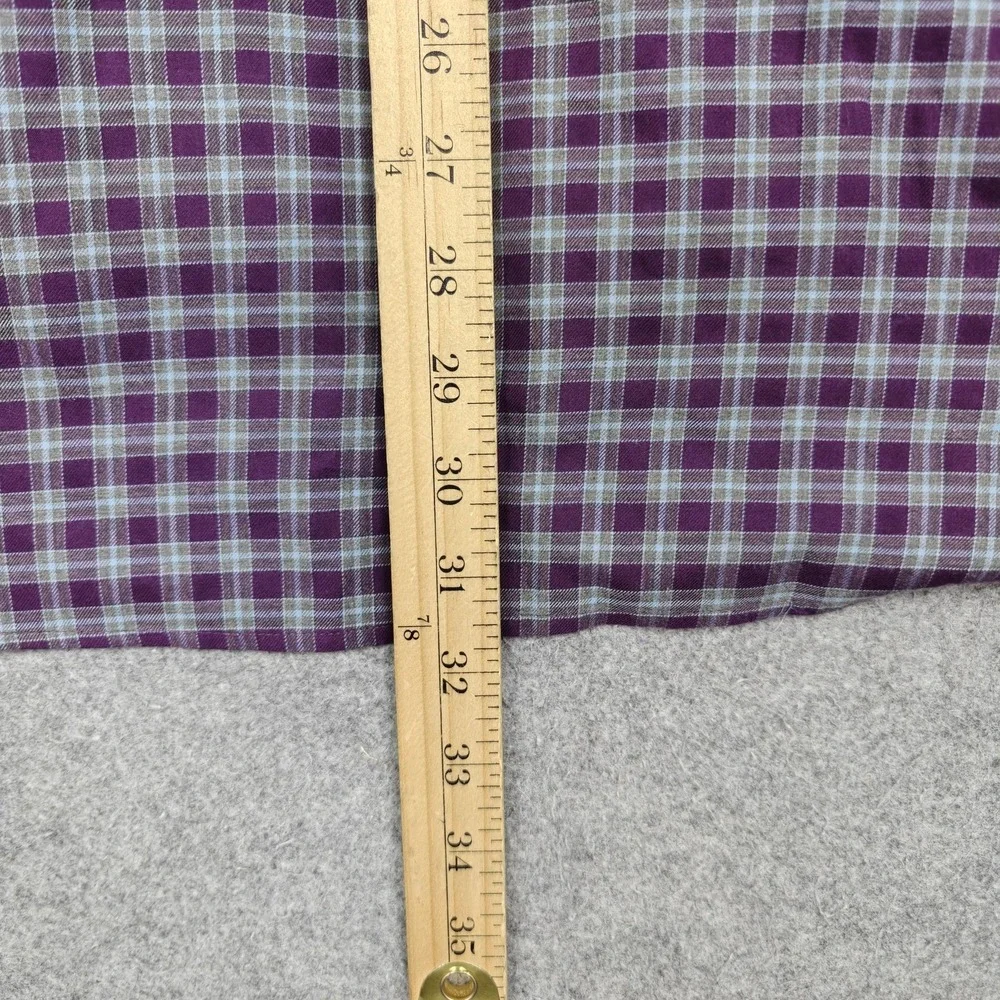 Peter Millar Shirt Mens 2XL Purple Plaid Cotton Long Sleeve‎ Button Up Casual